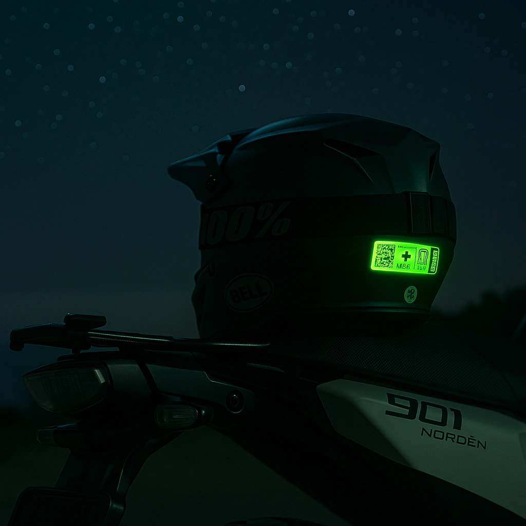 Kit Premium QRescueID - casco flúor nocturno