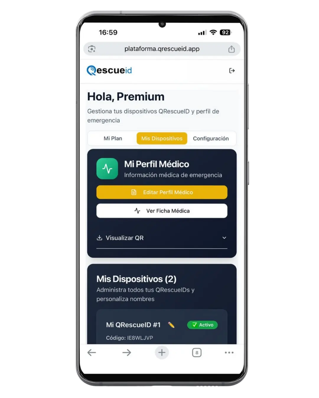 Crea tu cuenta gratis en QRescueID